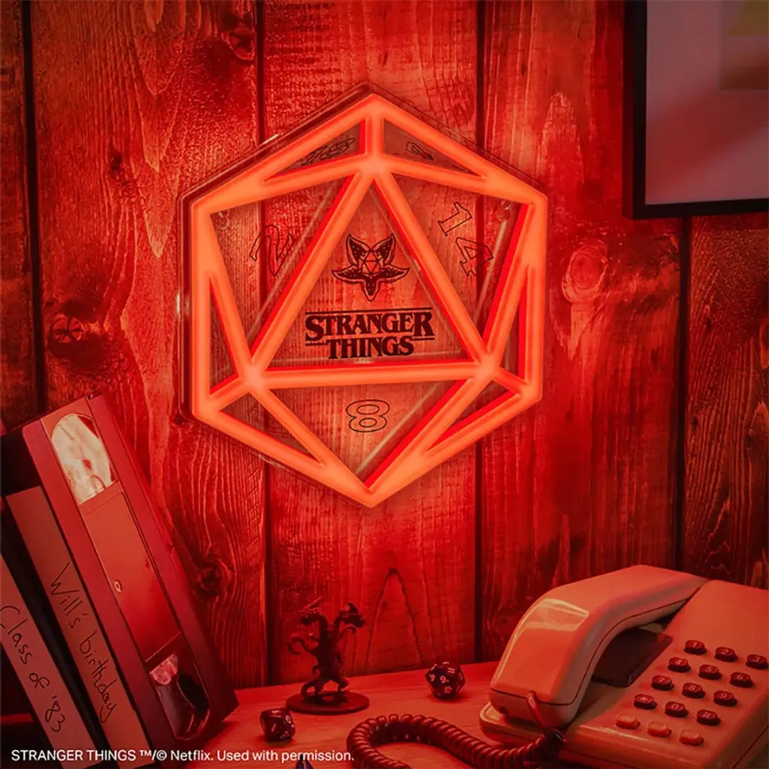 Paladone Stranger Things Neon LED Lamp D20 - Rood licht - Zwart
