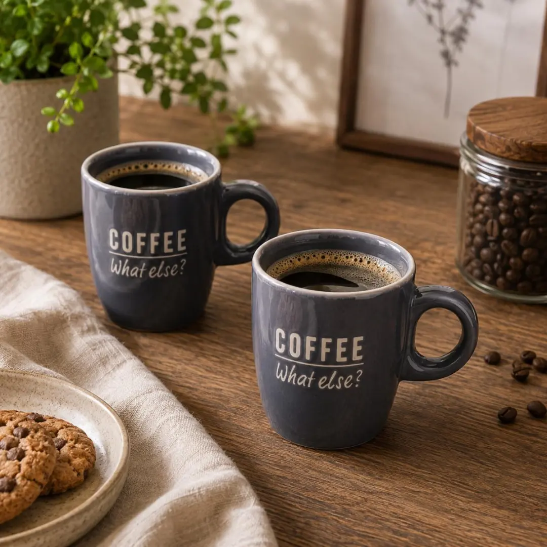 Excellent Houseware Siaki Barista Café Mokken - 6x 220ml Donkerblauw