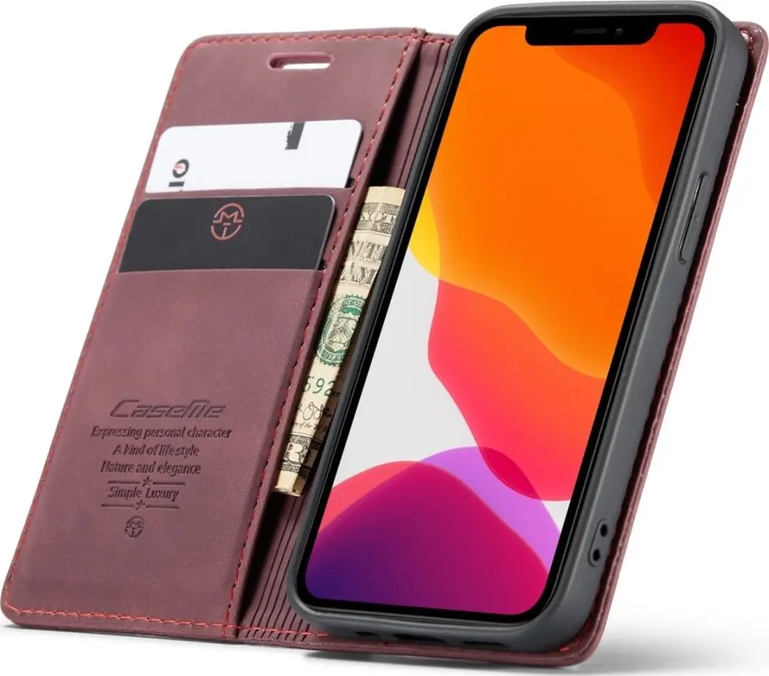 Caseme 013 Bookcase Portemonnee - iPhone 12 Mini - Rood