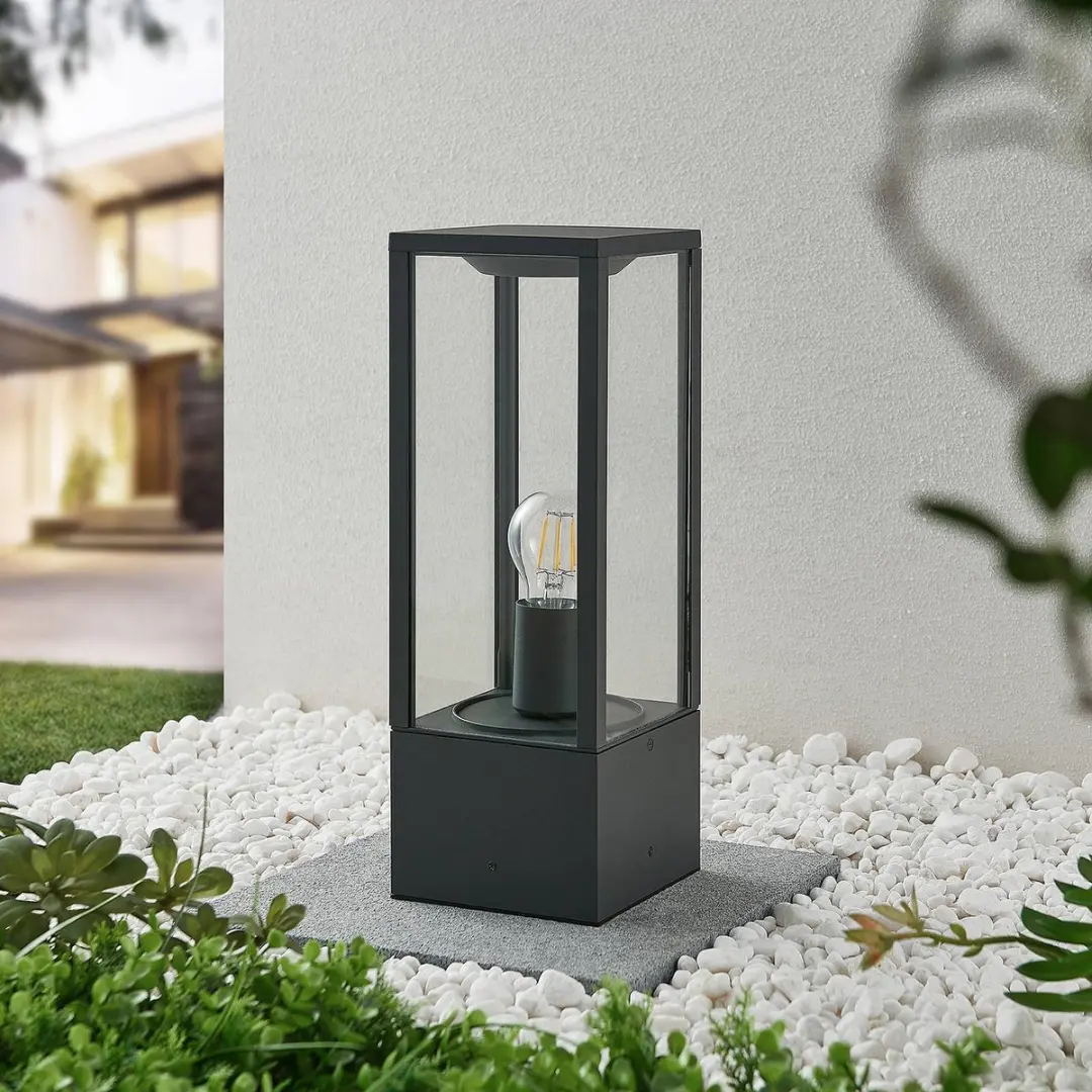 Lindby Sokkellamp Antraciet Glas E27 - 60W