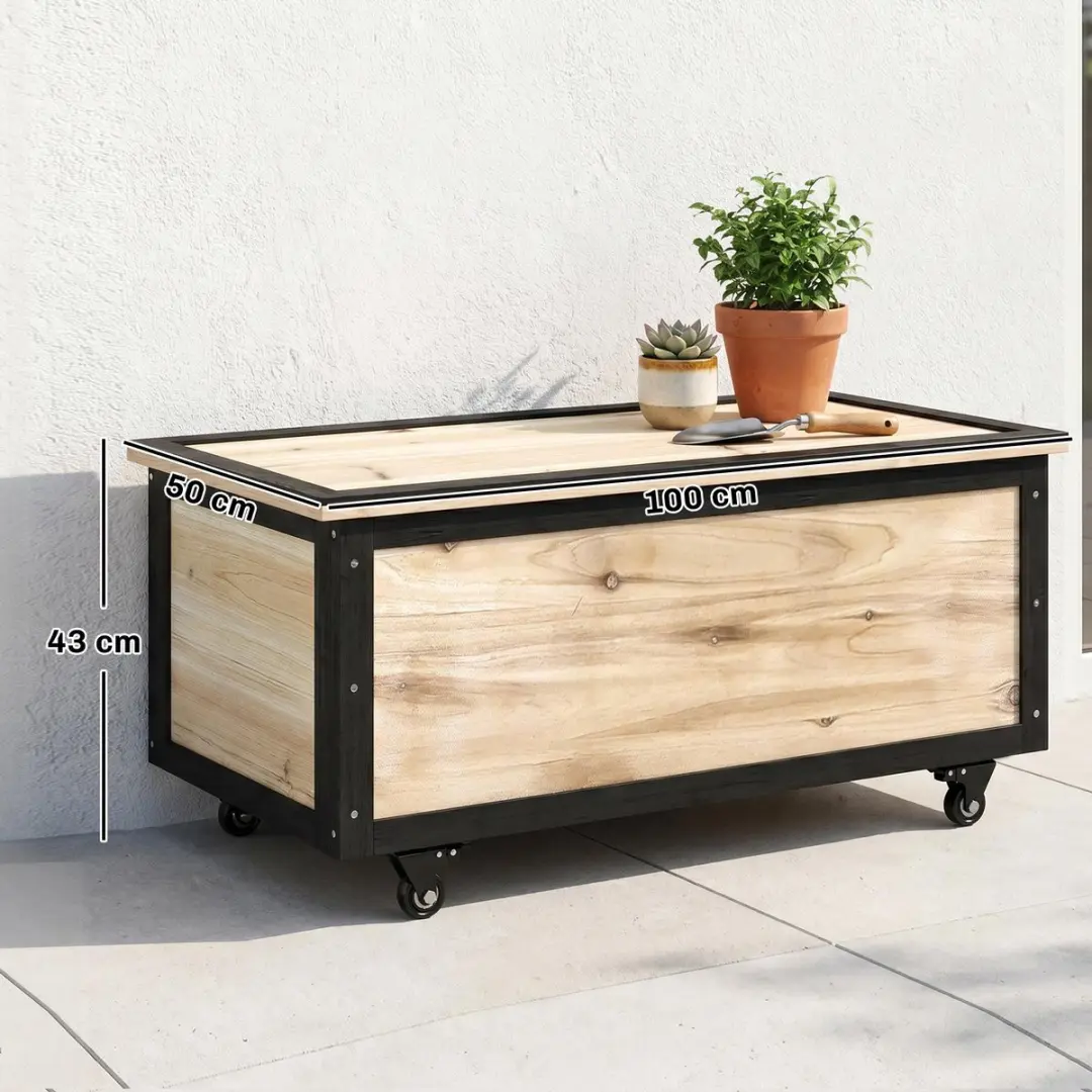 Outsunny Tuinkast Dennenhout 121L - 100x50x43cm