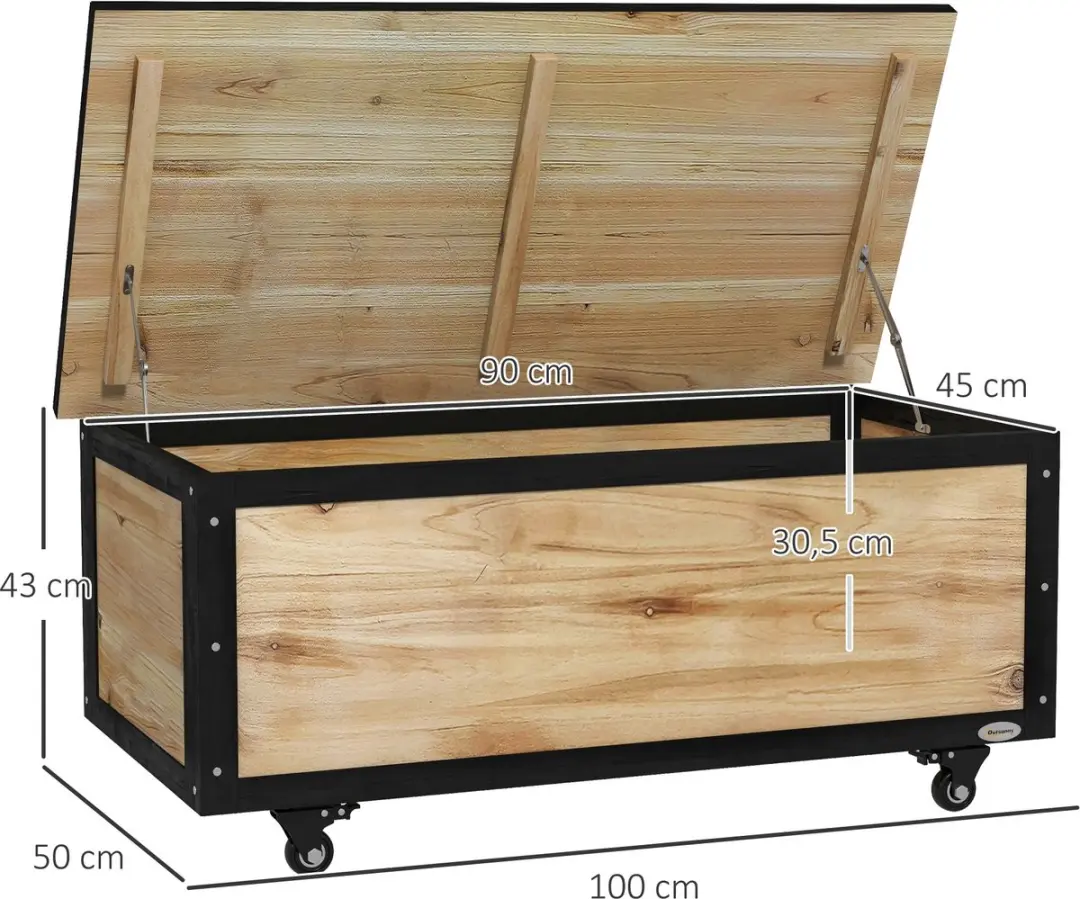 Outsunny Tuinkast Dennenhout 121L - 100x50x43cm