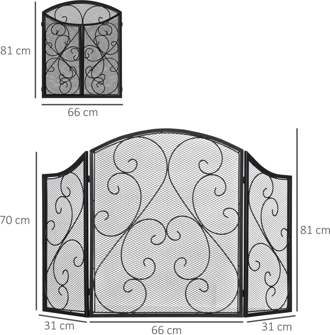 Homcom Kamingitter - 66x31x81cm - Zwart - afbeelding 6 van 6