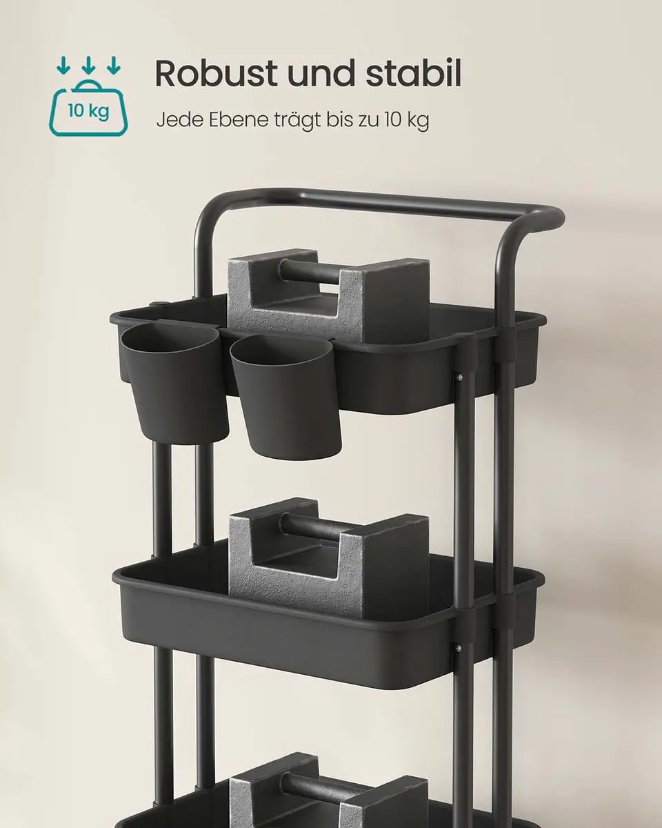 Songmics Trolley 4-niveaus - Zwart