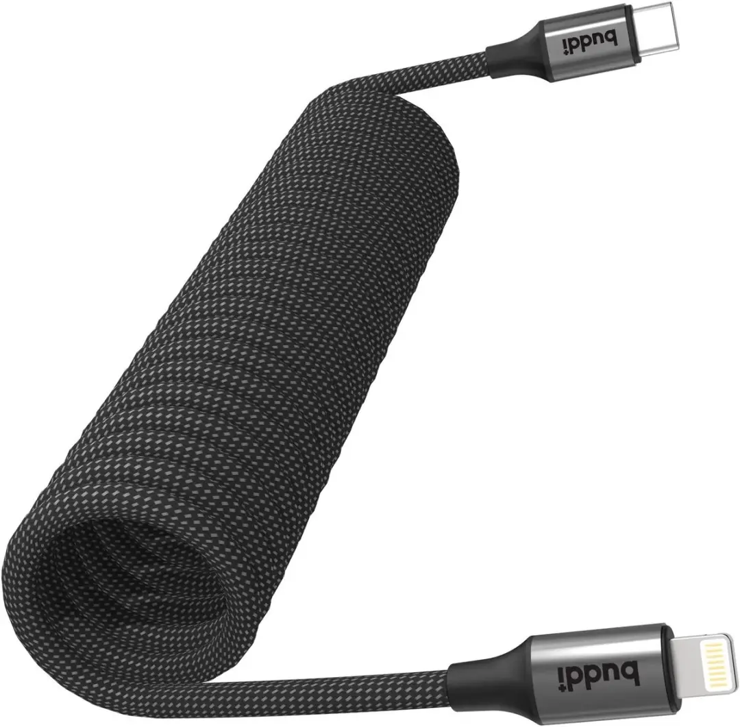 Buddi Power USB-C Autolader 89W - 2x USB (C/A) + Lightning Kabel - Zwart/Grijs