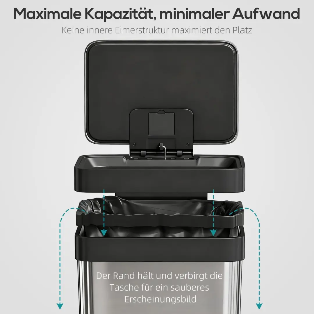 Homcom Keukenprullenbak 60L - 44x36x66,5cm - Zilver/Zwart