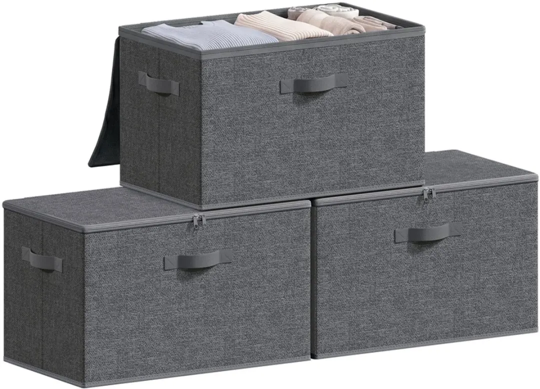 Songmics Opbergdozen Set 3 Grijs 50x30x30cm - afbeelding 2 van 6
