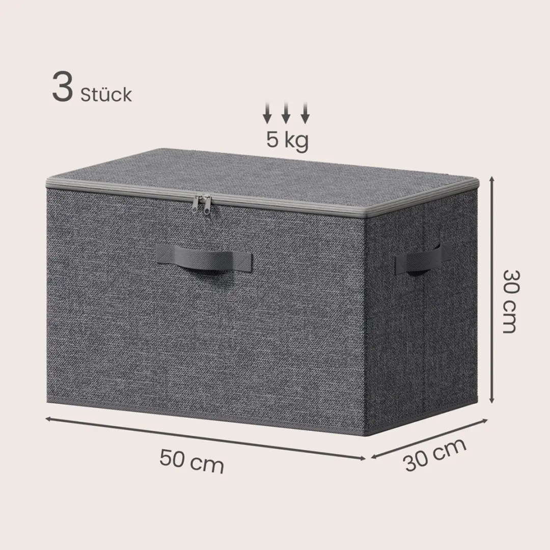 Songmics Opbergdozen Set 3 Grijs 50x30x30cm - afbeelding 3 van 6