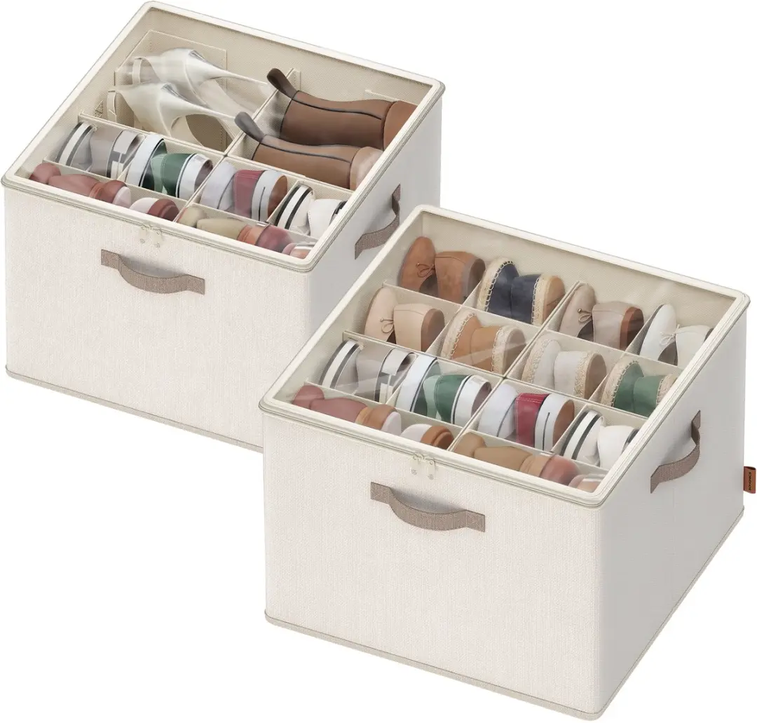 Songmics Schoenendoos Set 2 Stuks - 16 Paren - Cappuccinobeige