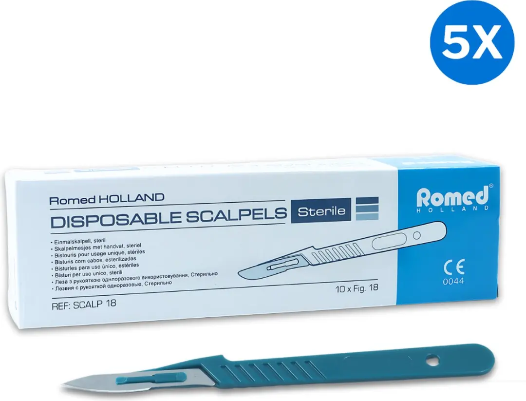 Romed Scalpelmesjes nr.18 met Handvat - Set van 5 Stuks
