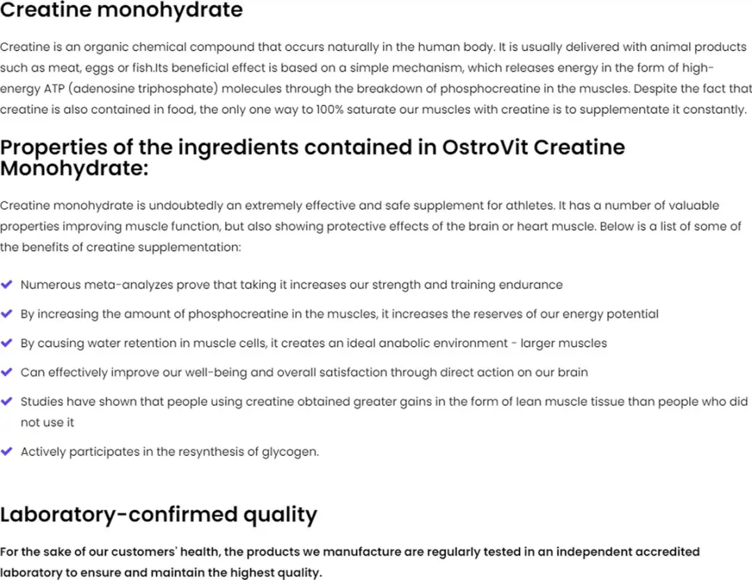 OstroVit Creatine Monohydraat 300g - Sinaasappel