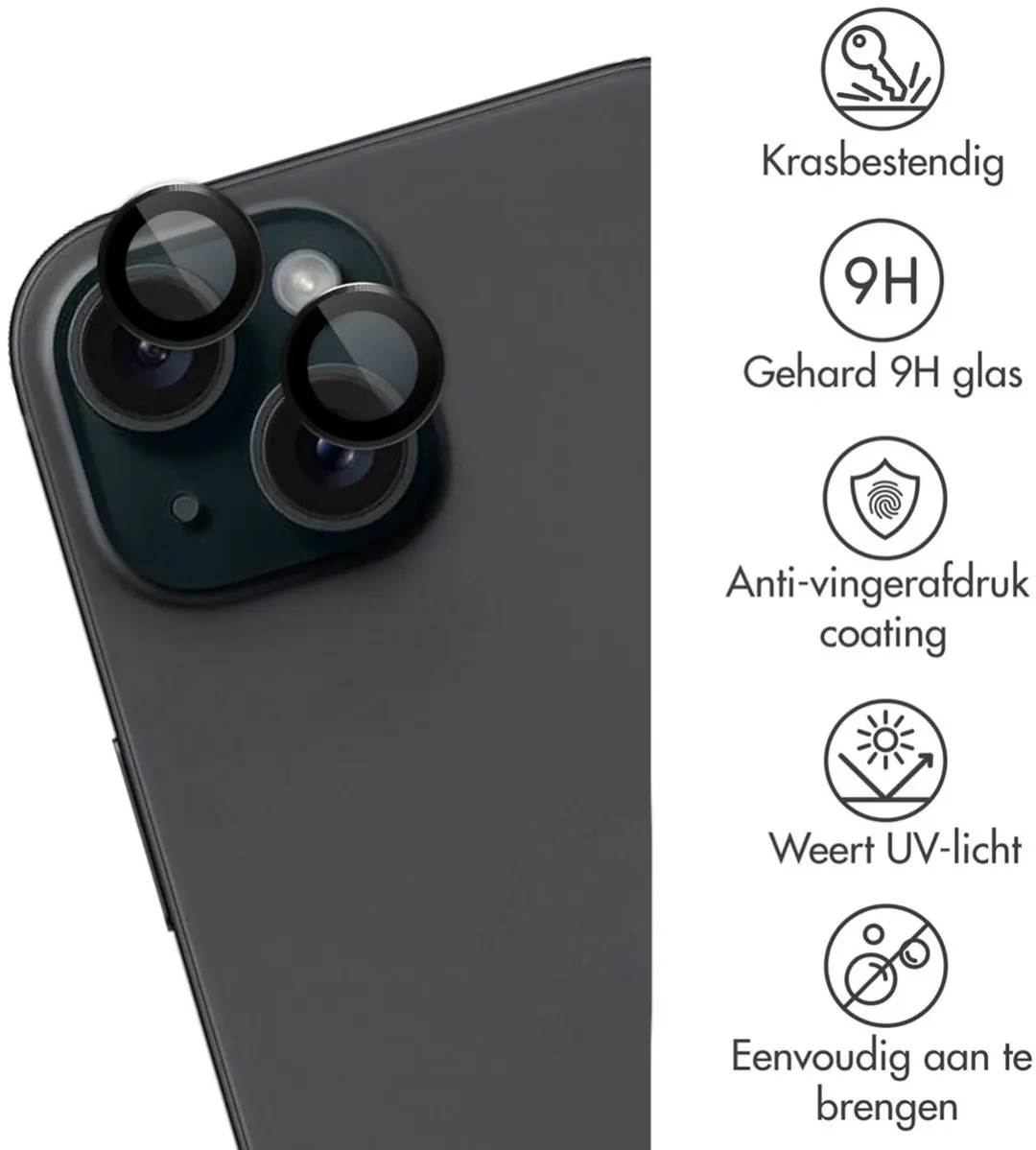 Imoshion SH00085328 Camera Lens Protector - iPhone 15 Plus - 2 Stuks - Zwart - afbeelding 5 van 6
