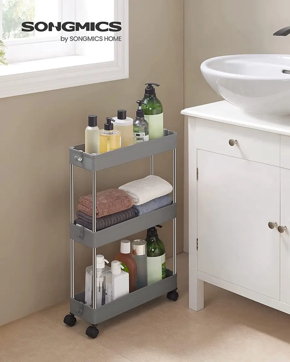 Songmics Rolwagen 3-niveaus 40x13,5x60cm Grijs