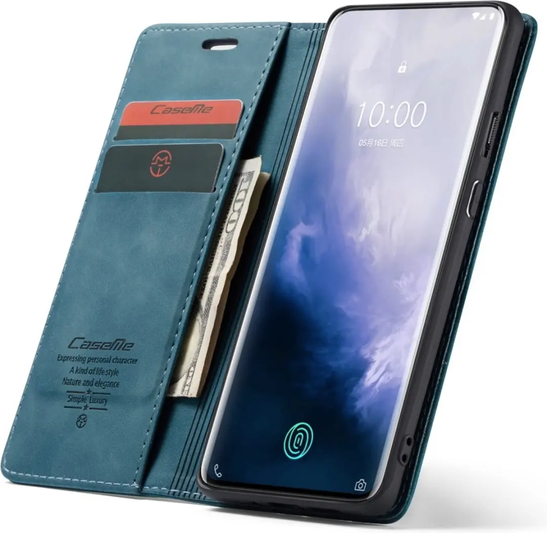 Caseme 013 Bookcase Portemonnee OnePlus 7 Pro - 2 Pasjes - Blauw - afbeelding 6 van 6