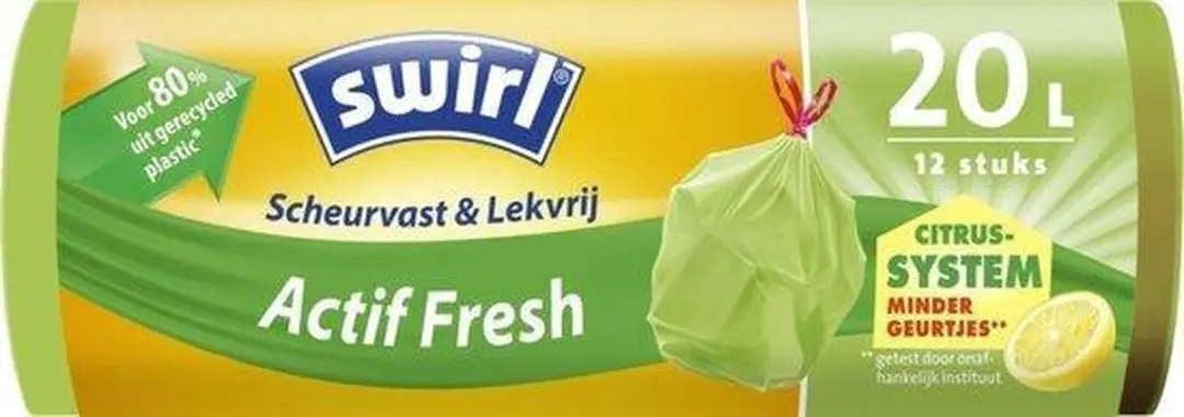 Swirl Vuilniszakken Actif Fresh 20L - 36 Stuks (3x12) - Groen
