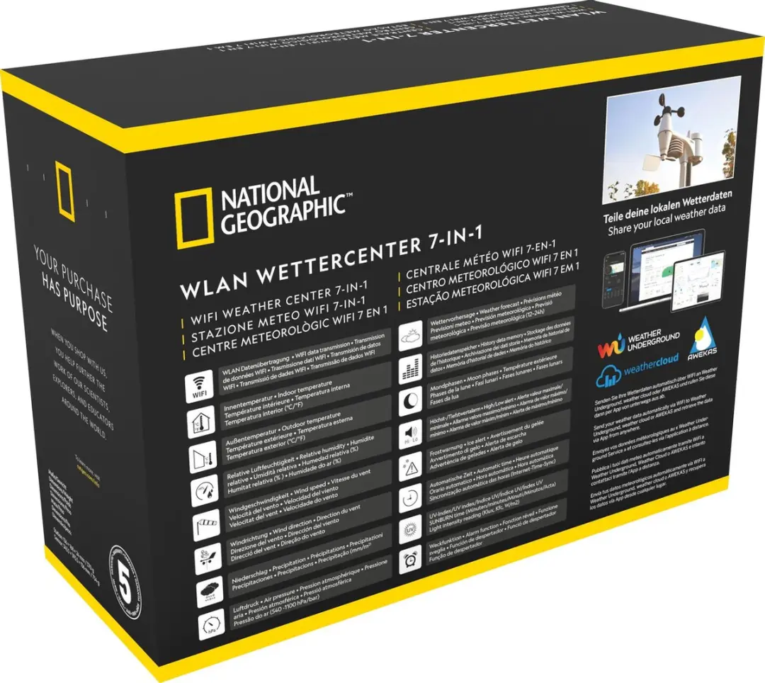 Bresser National Geographic Weerstation 7-in-1 WLAN - UV/Luchtdruk - Zwart/Wit