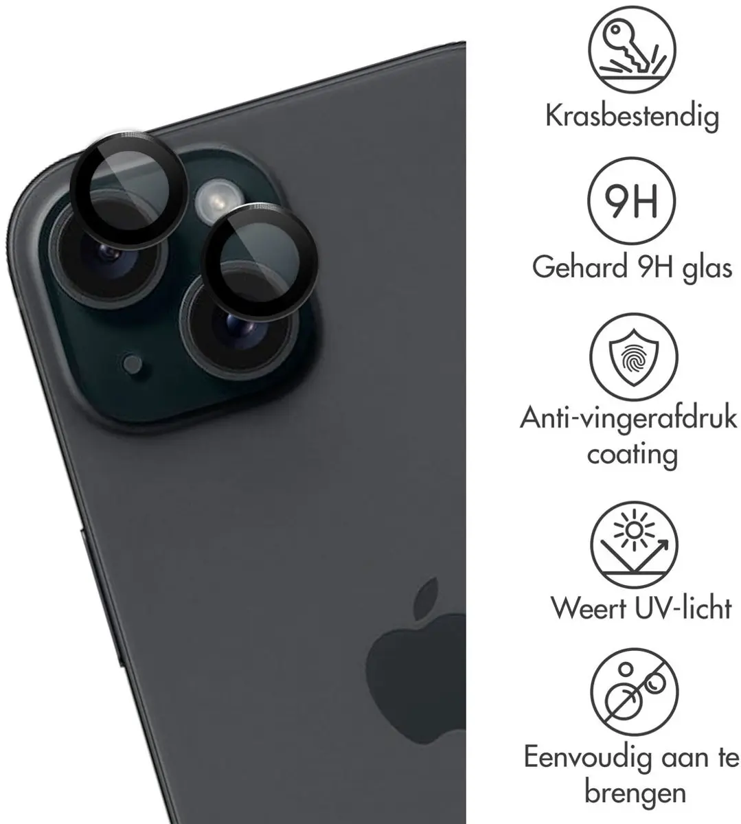 Imoshion iPhone 15 Schermbeveiliging - Verhard Glas met Camera Lens