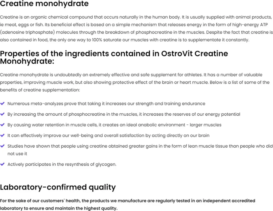 OstroVit Creatine Monohydraat Cherry 300g - afbeelding 6 van 6