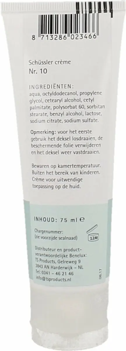 Pfluger Schüssler Zout 10 Natrium Sulfuricum D4 Crème 75ml