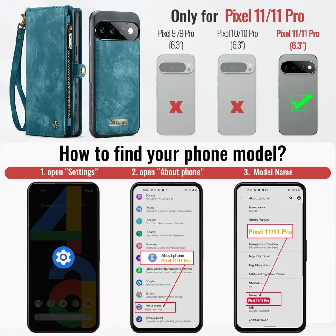 Caseme 008 Hoesje Google Pixel 11/11 Pro - Blauw - 8 Pasjes