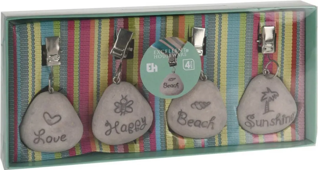 Excellent Houseware Tafelkleedgewichten - 4 Stuks - Polystone - Licht Grijs