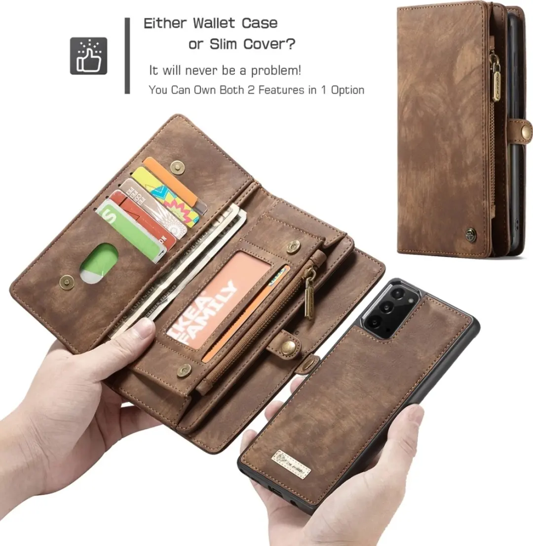 Caseme 008 Telefoonhoesje Samsung Galaxy Note 20 - 2in1 Bookcase Bruin