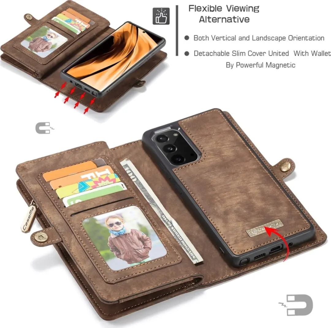 Caseme 008 Telefoonhoesje Samsung Galaxy Note 20 - 2in1 Bookcase Bruin