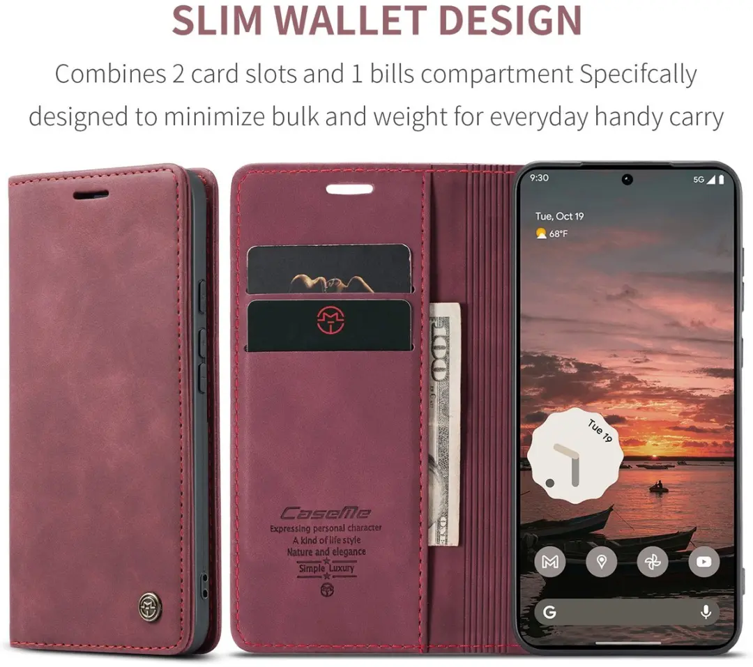 Caseme 013 Book Case Hoesje - Google Pixel 11 Pro XL - 2 Pasjes - Bordeaux