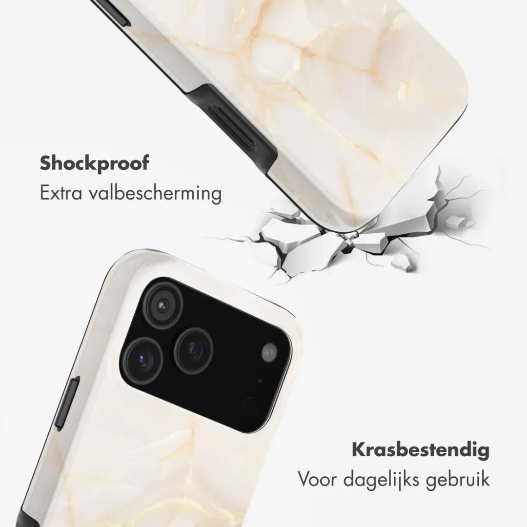 Selencia Hoesje iPhone 17 Pro Golden Beige Marble