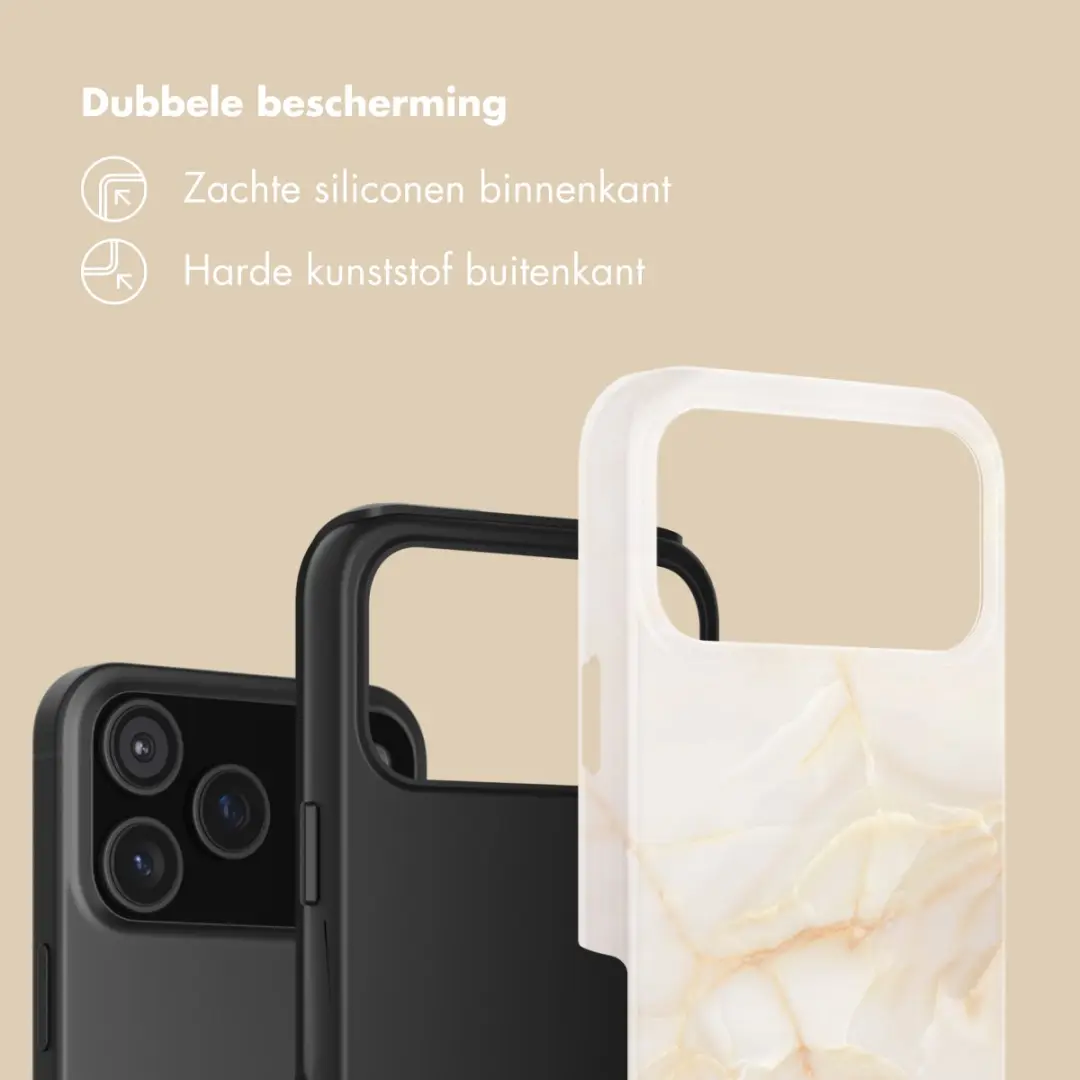 Selencia Hoesje iPhone 17 Pro Golden Beige Marble