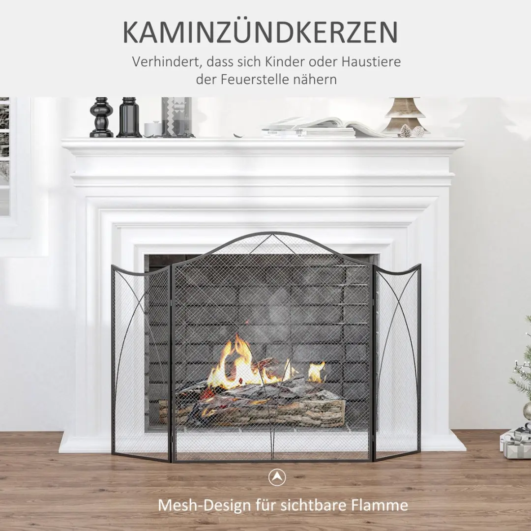 Homcom Kaminschutzgitter 108x24x76cm - Zwart - afbeelding 5 van 6