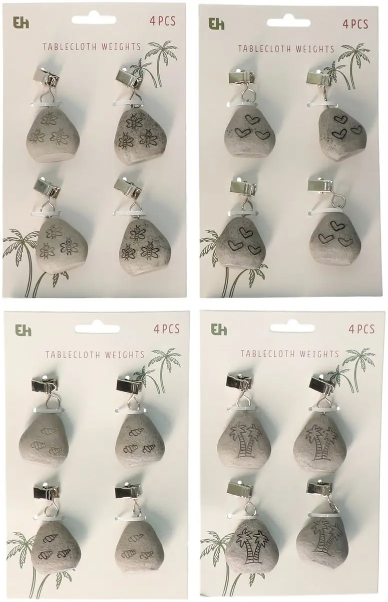 Excellent Houseware Ibiza Tafelkleedgewichtjes - 3 Stuks - Grijs
