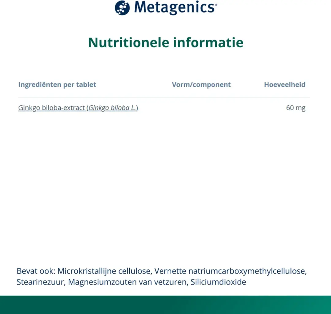 Metagenics Ginkgo Biloba 90 Tabletten - 90mg