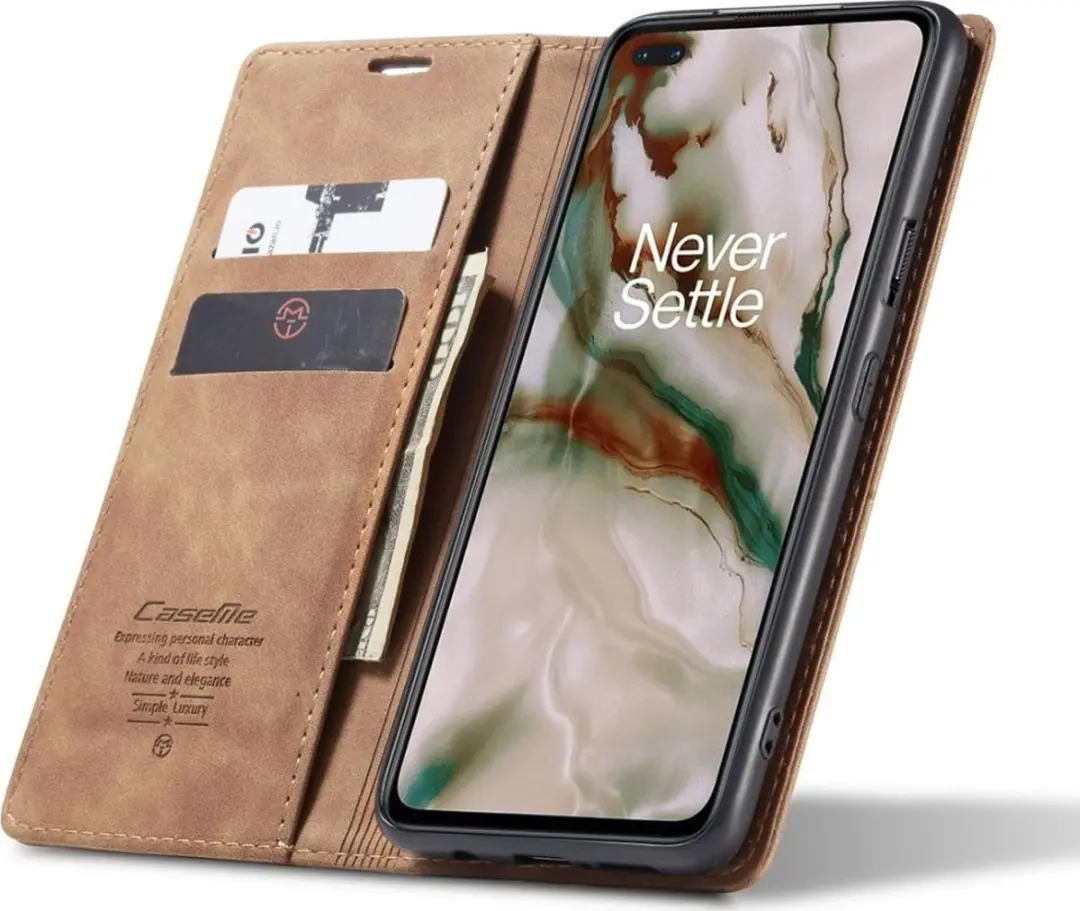 Caseme 013 Bookcase Portemonnee - OnePlus Nord - 2 Pasjes - Bruin