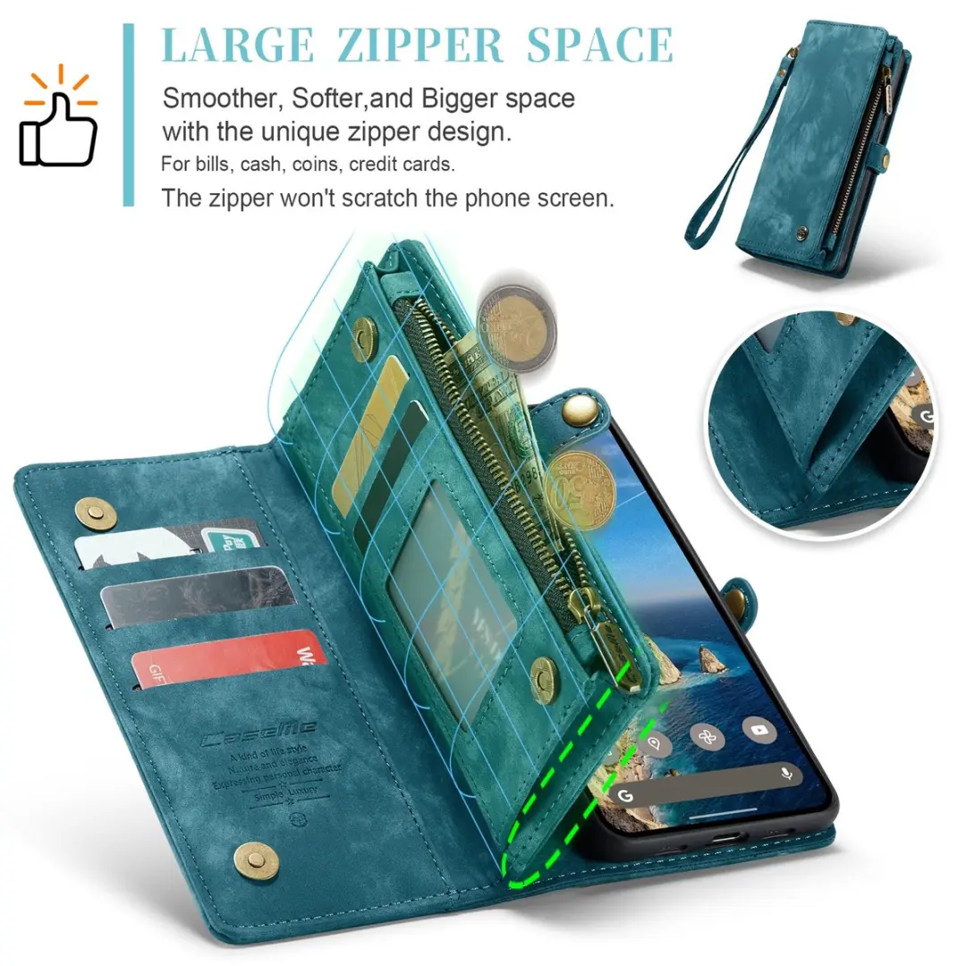 Caseme 008 Book Case & Back Cover Hoesje - Blauw - 8 Pasjes - afbeelding 6 van 6