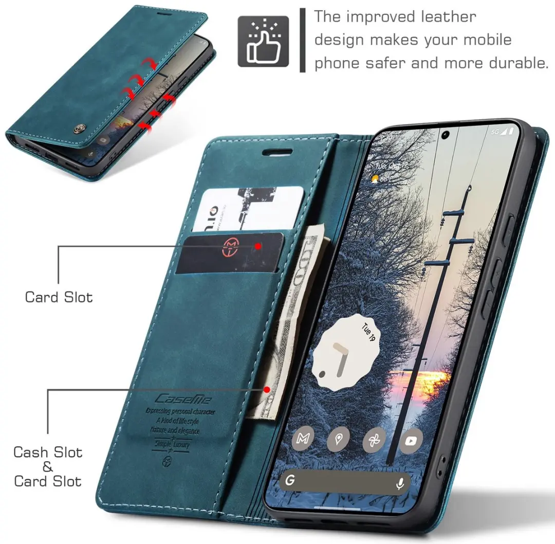 Caseme 013 Book Case Hoesje Google Pixel 11 Pro XL - Blauw - afbeelding 6 van 6