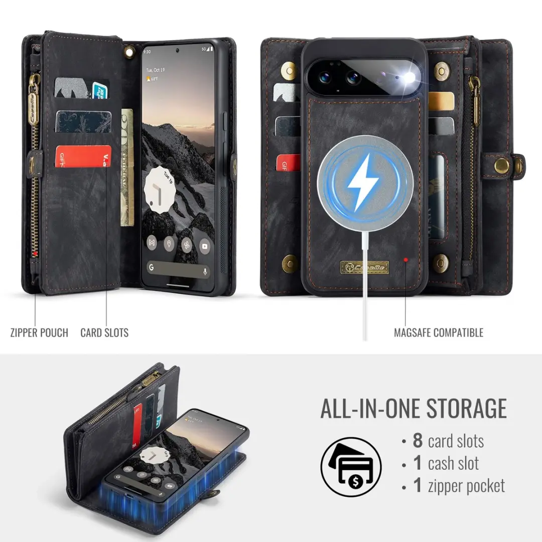 Caseme 008 Hoesje Pixel 11 Pro XL - 2-in-1 Book Case & Portemonnee - Zwart
