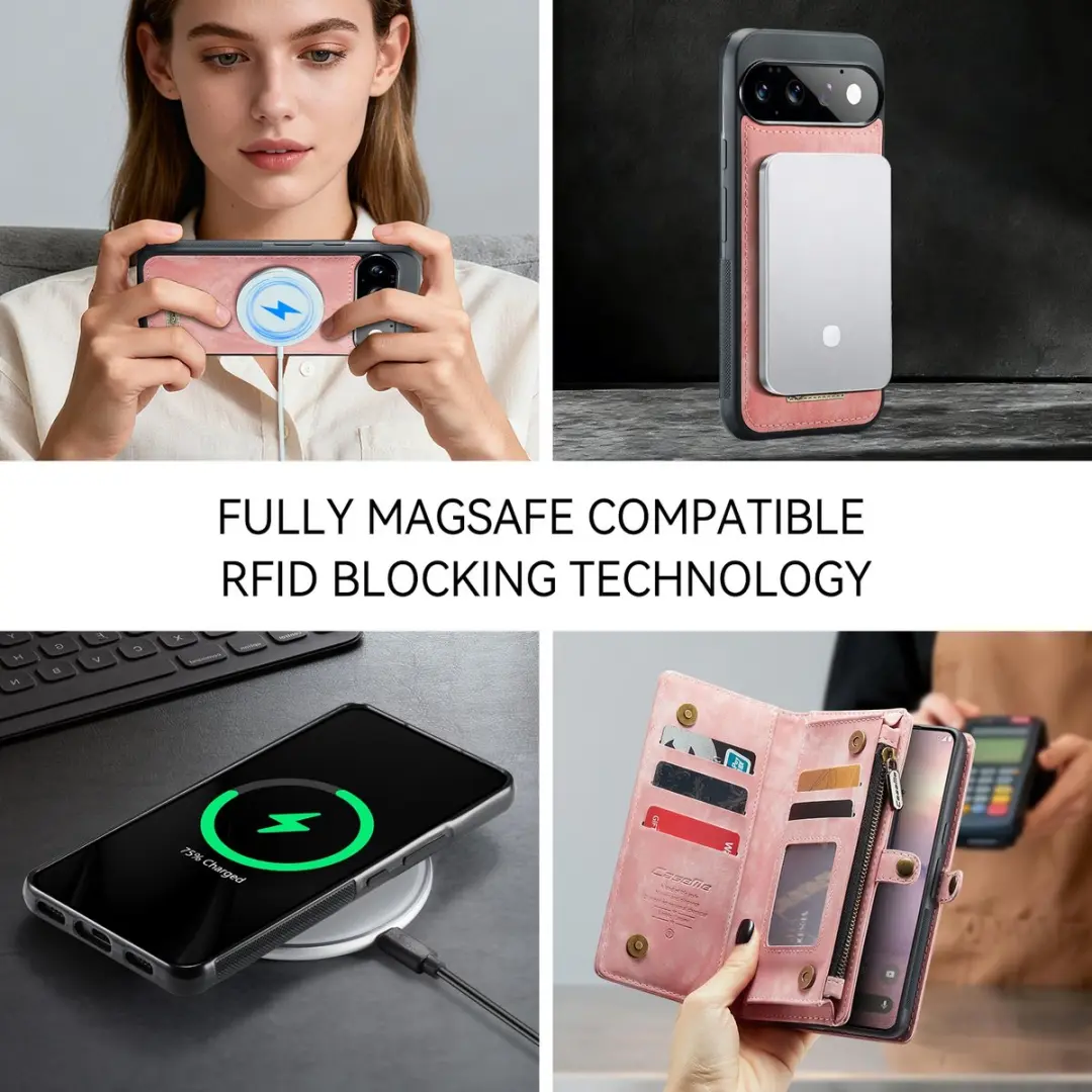 Caseme 008 Book Case & Back Cover Pixel 11/11 Pro - Roze