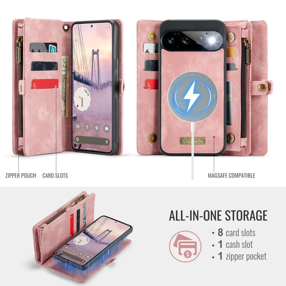 Caseme 008 Book Case & Back Cover Pixel 11/11 Pro - Roze