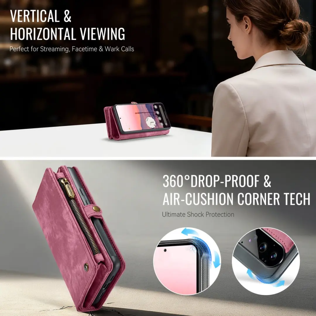 Caseme 008 Hoesje Pixel 11 Pro XL - 2-in-1 Book Case & Portemonnee - 8 Pasjes - Pink