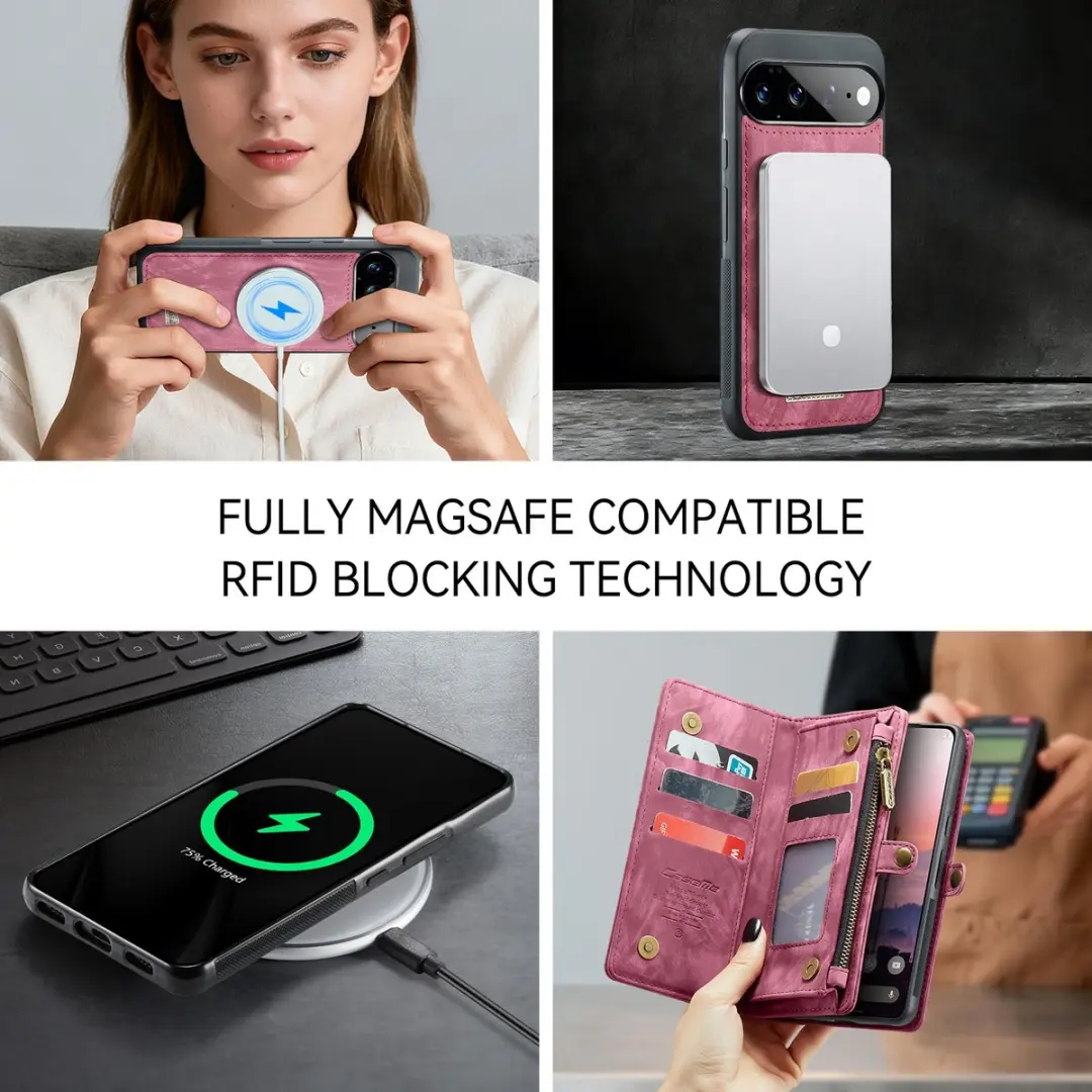 Caseme 008 Hoesje Pixel 11 Pro XL - 2-in-1 Book Case & Portemonnee - 8 Pasjes - Pink - afbeelding 6 van 6