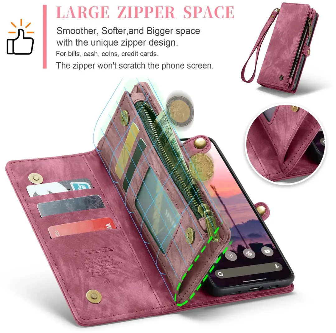Caseme 008 Hoesje Pixel 11 Pro XL - 2-in-1 Book Case & Portemonnee - 8 Pasjes - Pink