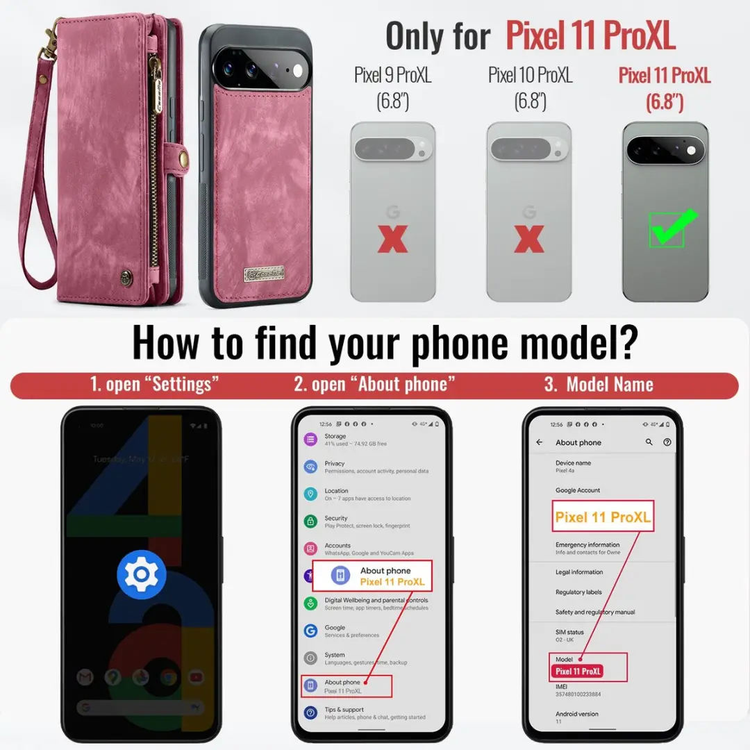 Caseme 008 Hoesje Pixel 11 Pro XL - 2-in-1 Book Case & Portemonnee - 8 Pasjes - Pink