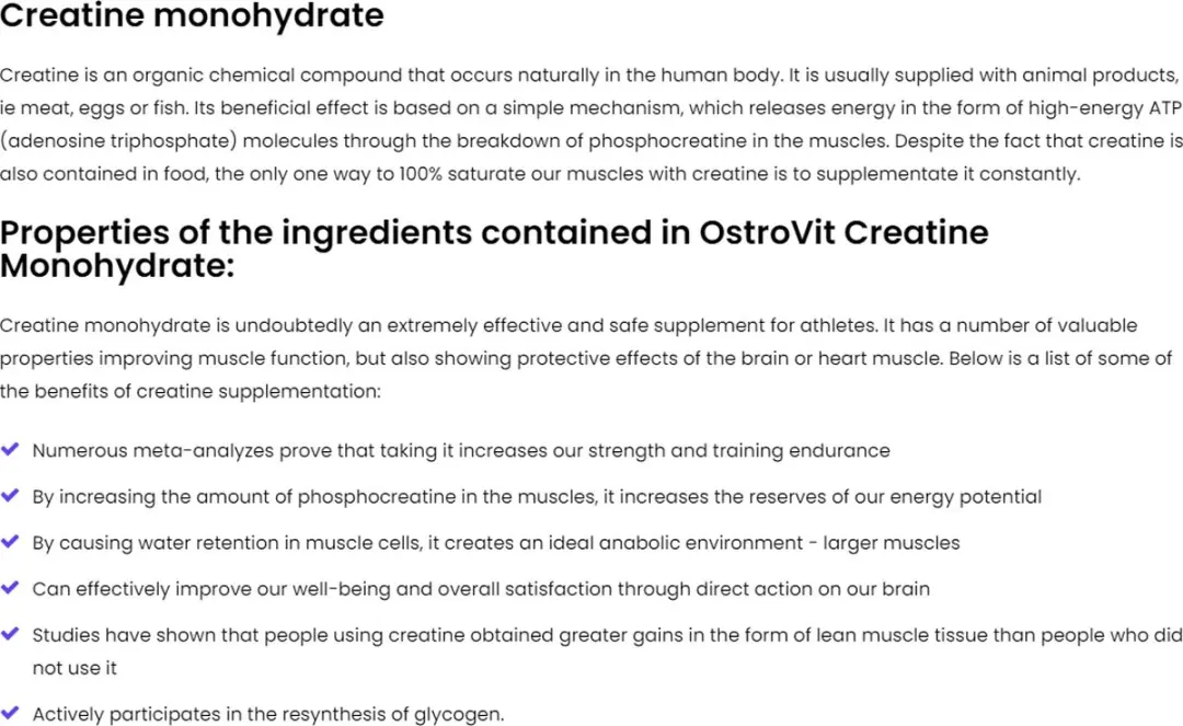 OstroVit Creatine Monohydraat 300g - Groene Appel