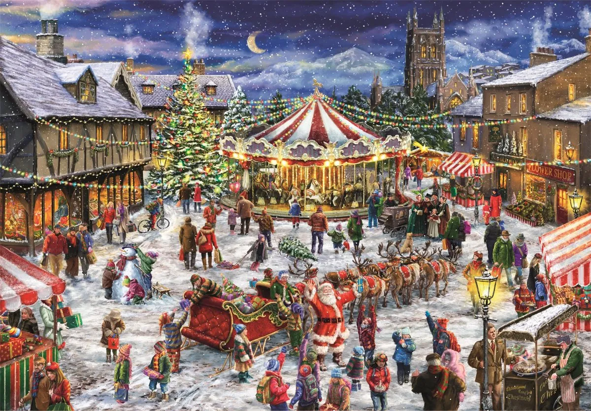 Clementoni 1500 Stuks Kerstmarkt Puzzel - Multikleur