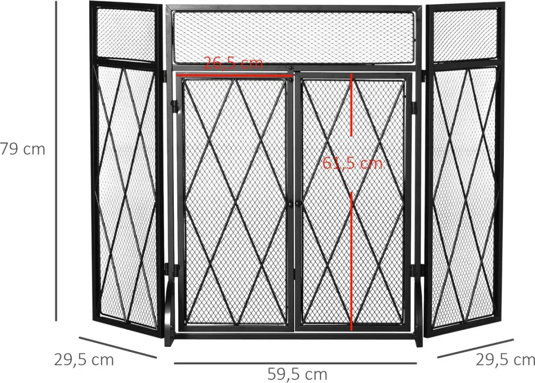 Homcom Kaminscherm 120x79cm - Zwart