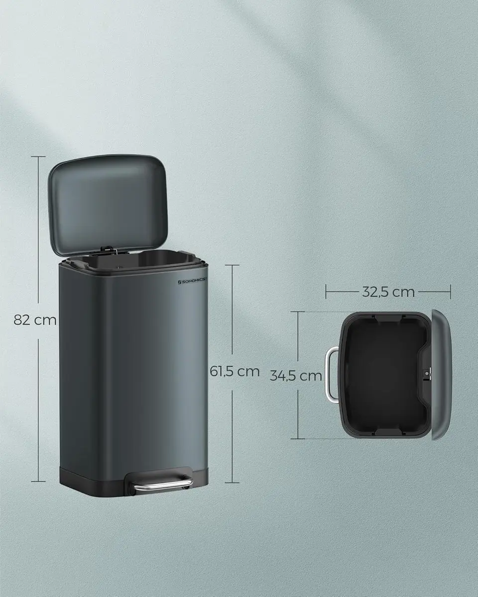 Songmics LTB01GS Afvalbak 30L - Rokerig grijs