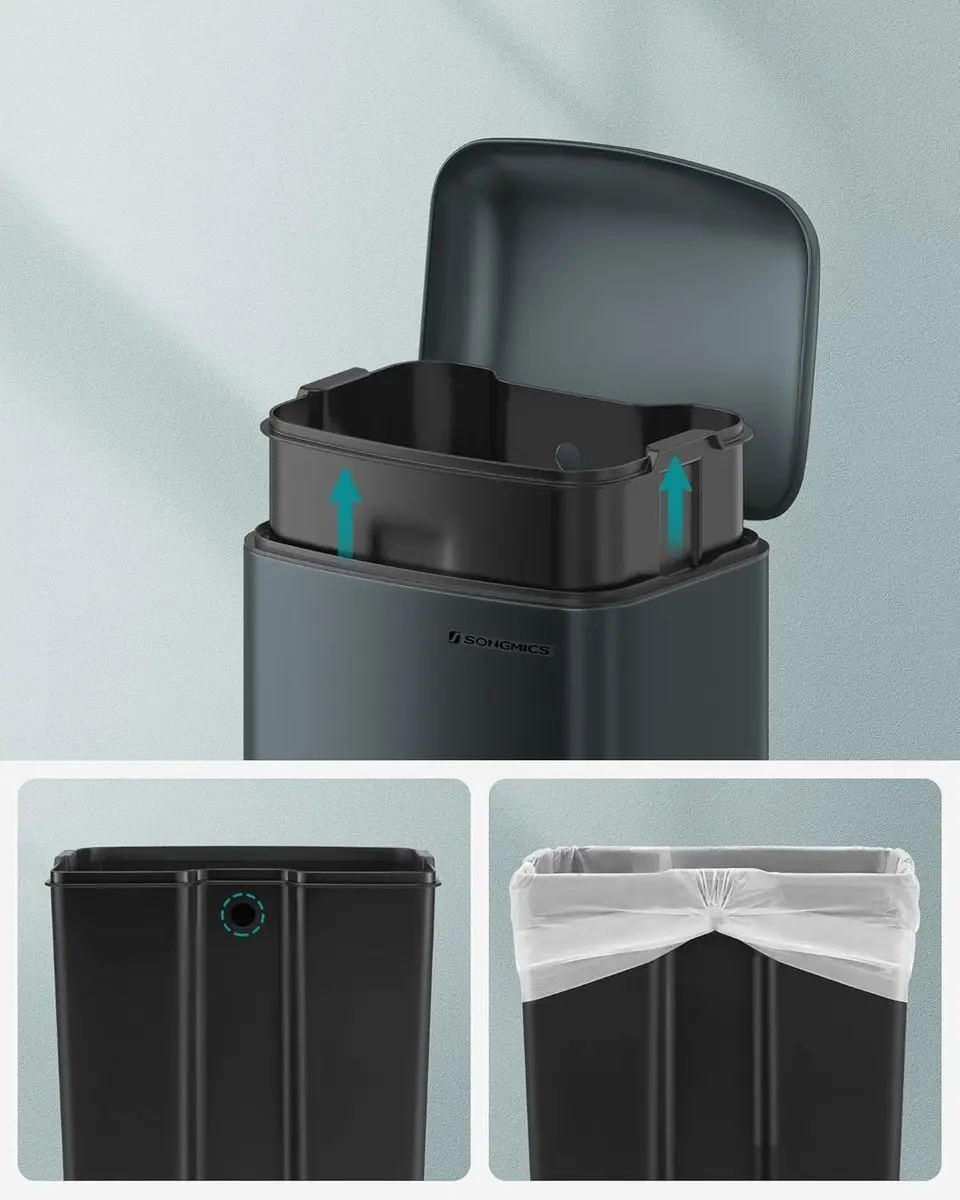 Songmics LTB01GS Afvalbak 30L - Rokerig grijs