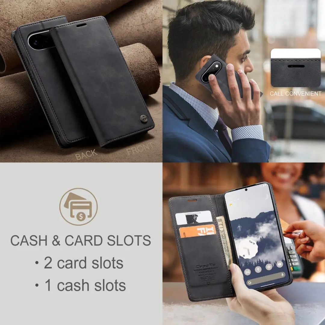 Caseme 013 Book Case Hoesje - Google Pixel 11/11 Pro - 2 Pasjes - Zwart - afbeelding 6 van 6