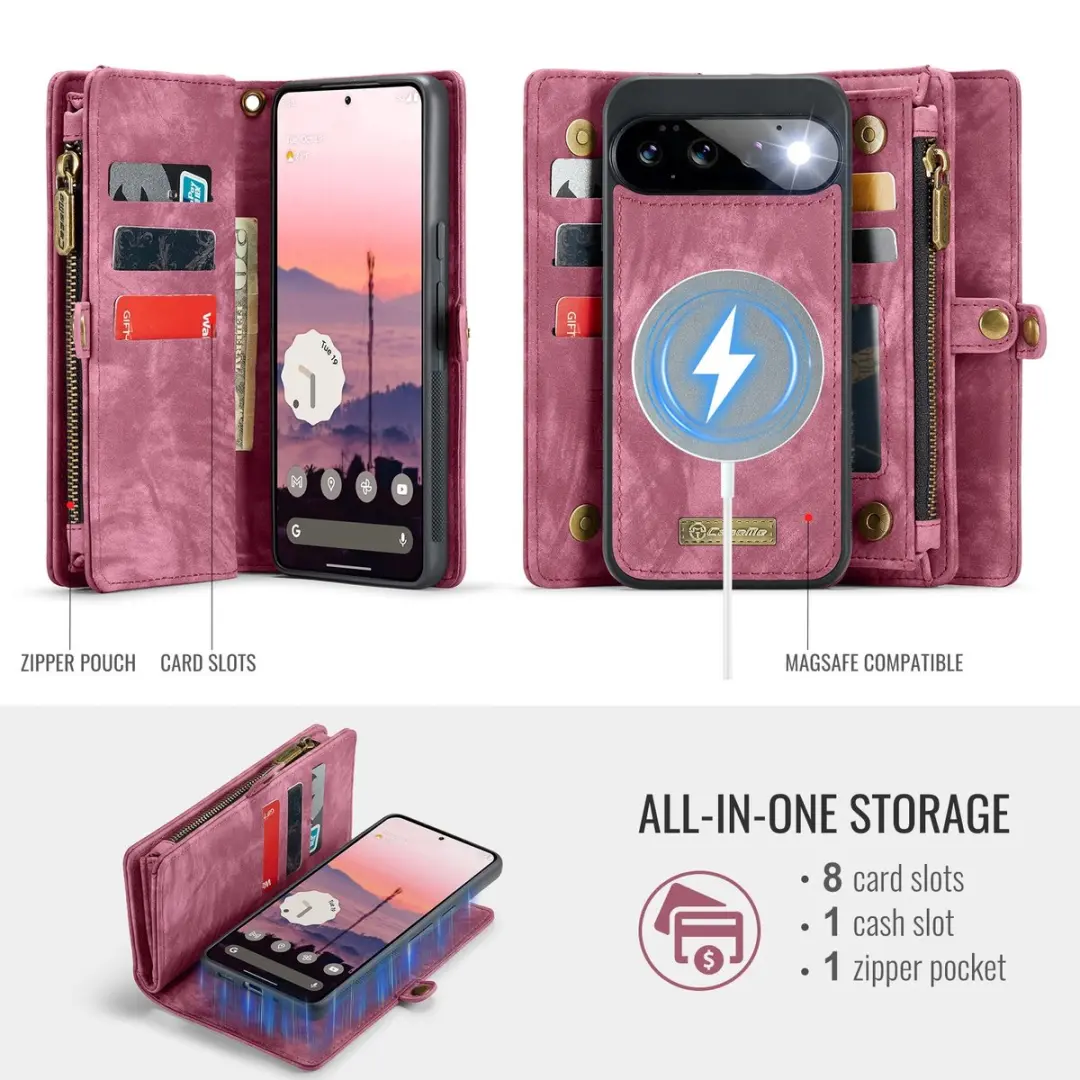 Caseme 008 Book Case & Back Cover - Google Pixel 11/11 Pro - 8 Pasjes - Pink